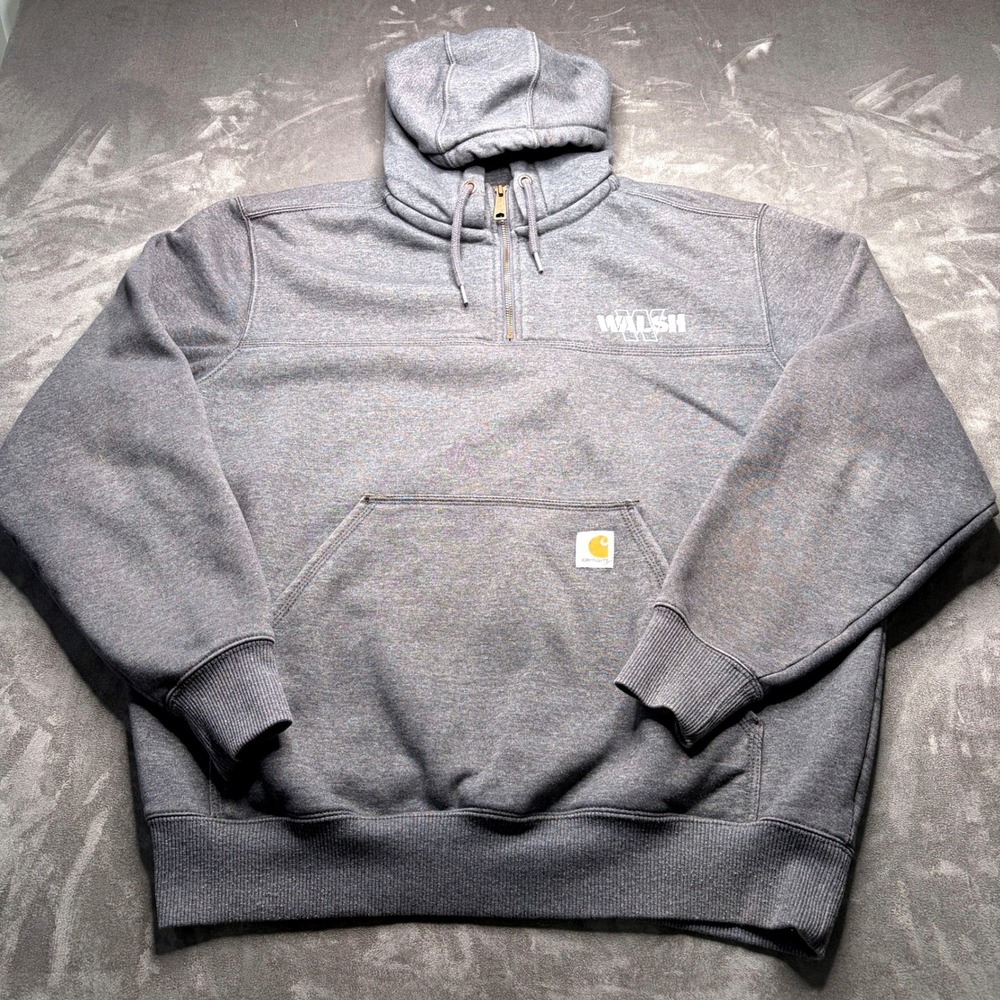 Carhartt Heavyweight 1/4 Zip Hoodie Men Sz L Rain Defender Loose Fit Embroidered